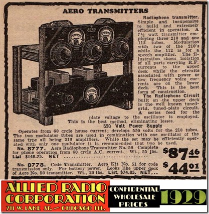 1929 ham radio xmitter from allied radio